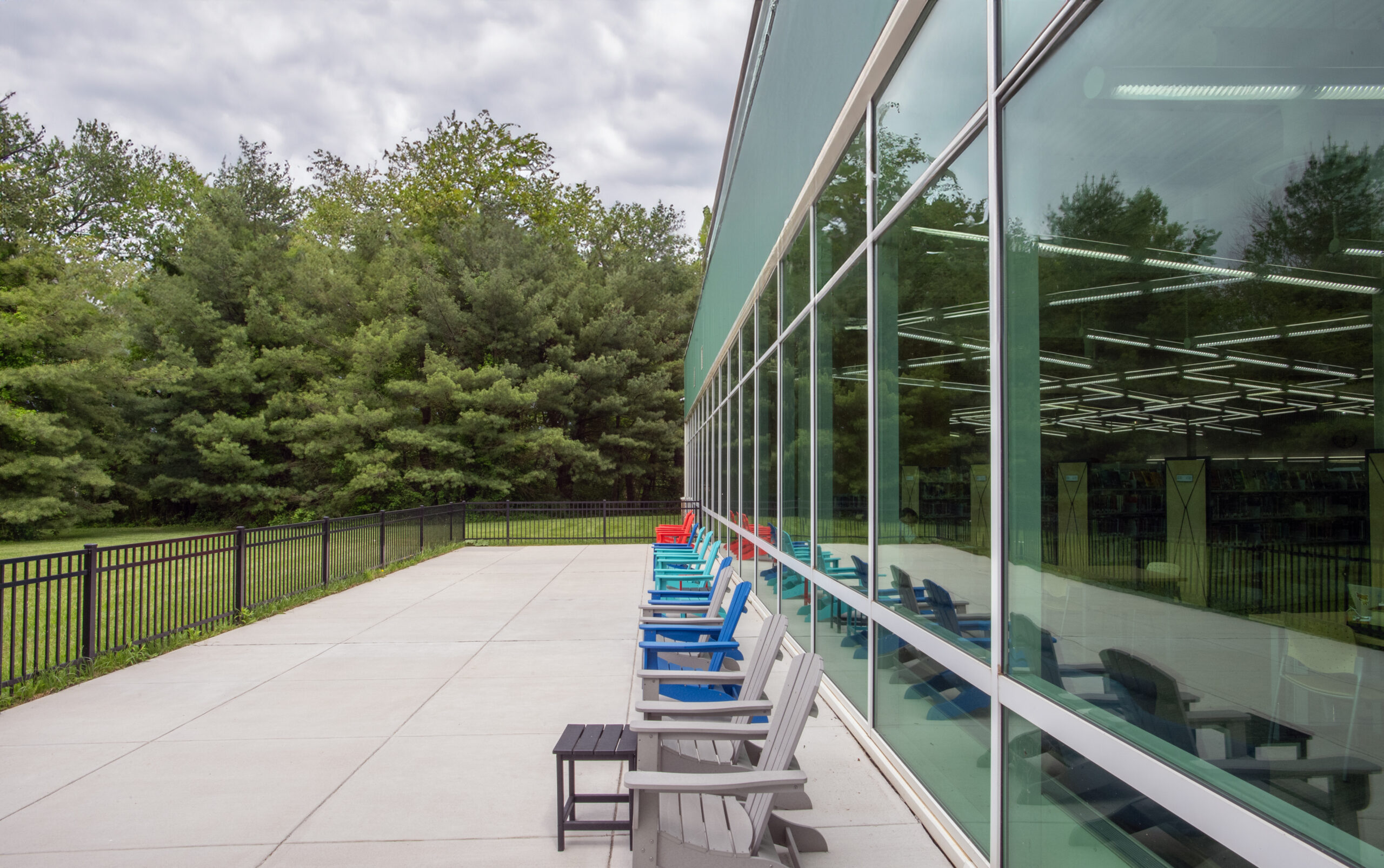 Adirondack chairs on the free community patio.
