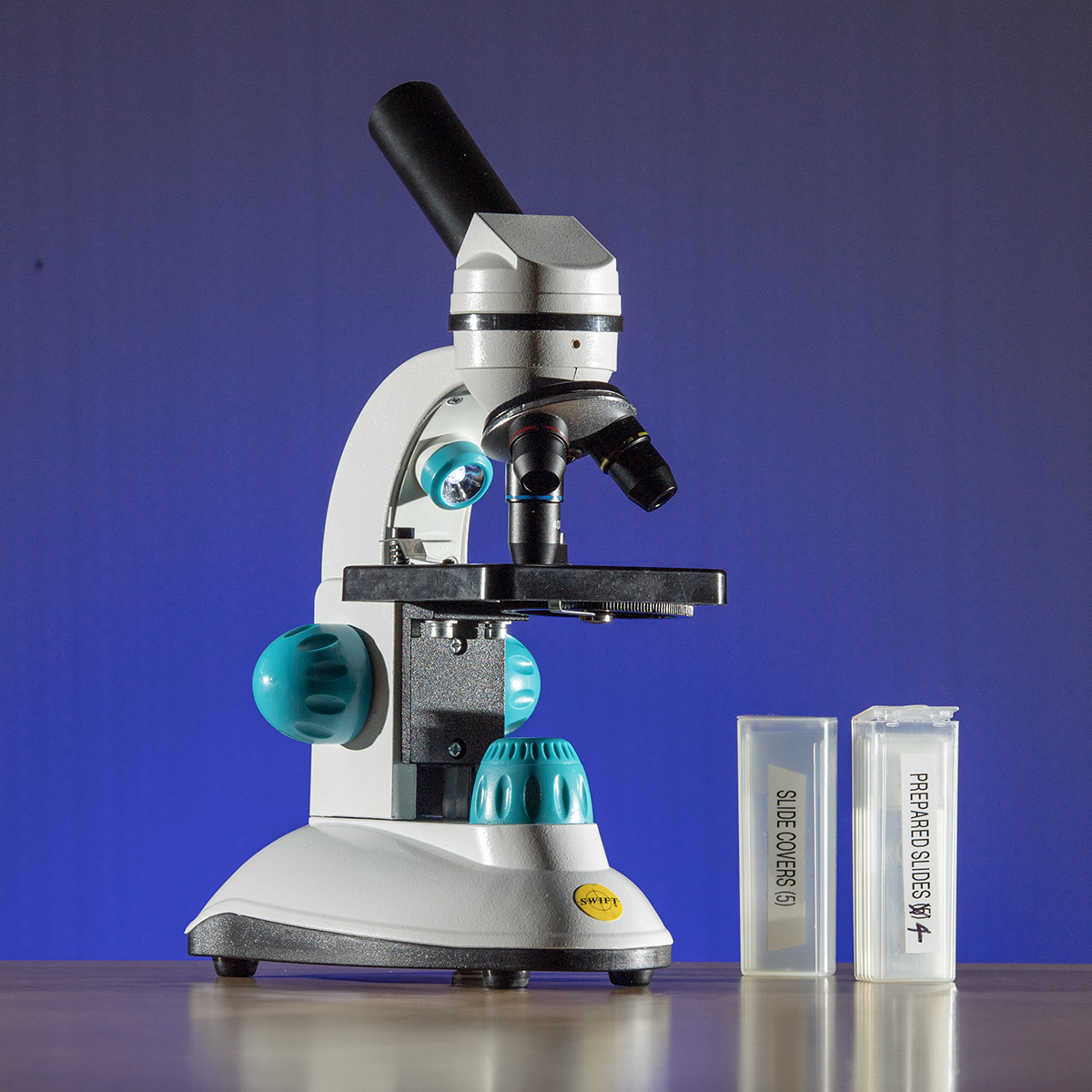 Microscope waiting to be borrowed.