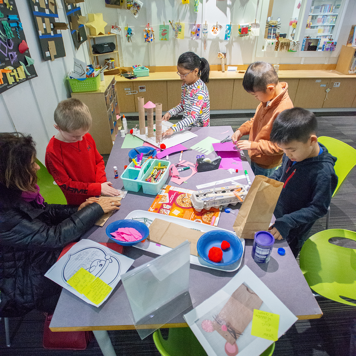 Children working on an art project.