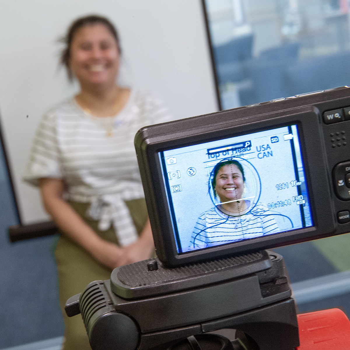 a passport photo being taken at the Howard county library systems passport service office