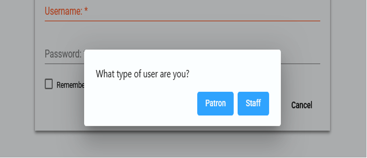 The staff or patron selection options in SHAREit.